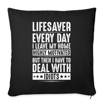 Sauveteur sauvetage aquatique sauveteur - Housse de coussin décorative 45 x 45 cm - noir - Devant