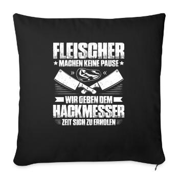 Fleischer Metzger Fleischerei Metzgerei Butcher - Sofakissenbezug 45 x 45 cm - Schwarz - Vorne