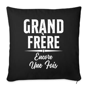 Grand Frère Encore Une Fois Annonce Grossesse - Housse de coussin décorative 45 x 45 cm - noir - Devant