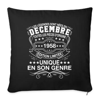 Les légendes sont nées en Décembre 1958 - Housse de coussin décorative 45 x 45 cm - noir - Devant