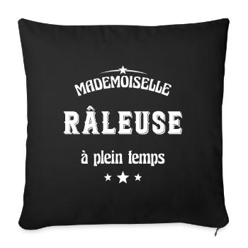Mademoiselle Râleuse à plein temps - Housse de coussin décorative 45 x 45 cm - noir - Devant
