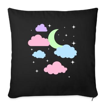 Cute Pastel Goth Moon Clouds Kawaii - Sofa pillowcase 17,3'' x 17,3'' (45 x 45 cm) - black - Front