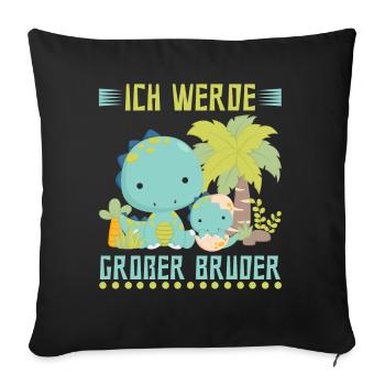 Dinosaurier Ich werde Großer Bruder - Sofakissenbezug 45 x 45 cm - Schwarz - Vorne