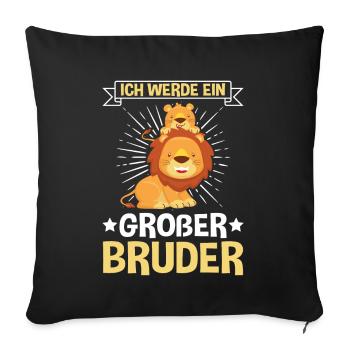 Ich werde Großer Bruder Löwe - Sofakissenbezug 45 x 45 cm - Schwarz - Vorne