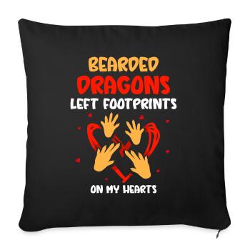Bearded Dragons left footprints on my hearts - Sofakissenbezug 45 x 45 cm - Schwarz - Vorne