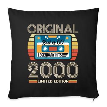 Vintage 2000 Original Geburtstagsgeschenk - Sofakissenbezug 45 x 45 cm - Schwarz - Vorne