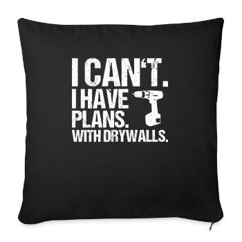 Drywall fitter Drywaller - Sofa pillowcase 17,3'' x 17,3'' (45 x 45 cm) - black - Front