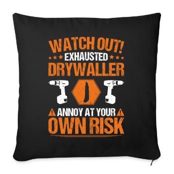 Drywall fitter Drywaller - Sofa pillowcase 17,3'' x 17,3'' (45 x 45 cm) - black - Front