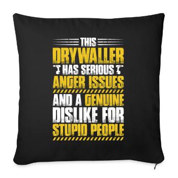 Installateur de cloisons sèches Drywaller - Housse de coussin décorative 45 x 45 cm - noir - Devant