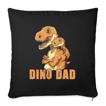 Dino Dad Vater und Baby Papa Vatertag - Sofakissenbezug 45 x 45 cm - Schwarz - Vorne
