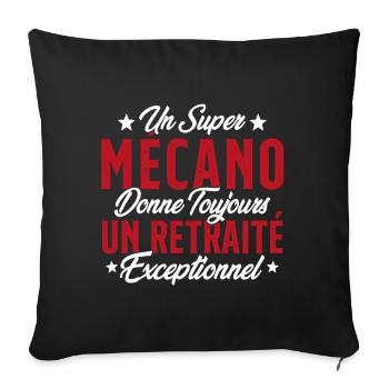 Mécano Papa Cadeau Drôle Fête Des Pères Garagiste - Housse de coussin décorative 45 x 45 cm - noir - Devant