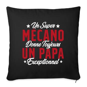 Mécano Papa Cadeau Drôle Fête Des Pères Garagiste - Housse de coussin décorative 45 x 45 cm - noir - Devant