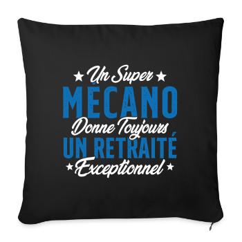 Mécano Papa Cadeau Drôle Fête Des Pères Garagiste - Housse de coussin décorative 45 x 45 cm - noir - Devant