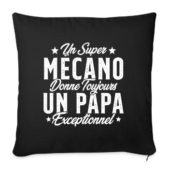 Mécano Papa Cadeau Drôle Fête Des Pères Garagiste - Housse de coussin décorative 45 x 45 cm - noir - Devant