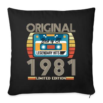 Vintage Geburtstagsgeschenk 1981 Limited Edition - Sofakissenbezug 45 x 45 cm - Schwarz - Vorne