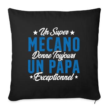 Mécano Papa Cadeau Drôle Fête Des Pères Garagiste - Housse de coussin décorative 45 x 45 cm - noir - Devant