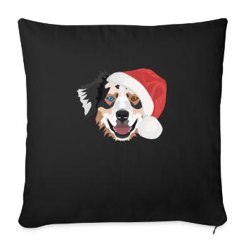 Australian Shepherd Merry Christmas - Sofa pillowcase 17,3'' x 17,3'' (45 x 45 cm) - black - Front