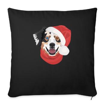 Australian Shepherd Merry Christmas - Sofa pillowcase 17,3'' x 17,3'' (45 x 45 cm) - black - Front