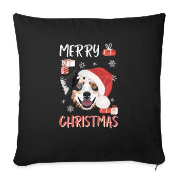 Australian Shepherd Merry Christmas - Sofa pillowcase 17,3'' x 17,3'' (45 x 45 cm) - black - Front
