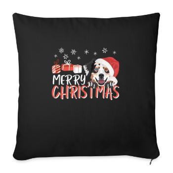 Australian Shepherd Merry Christmas - Sofa pillowcase 17,3'' x 17,3'' (45 x 45 cm) - black - Front