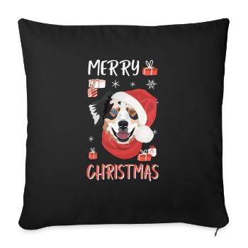 Australian Shepherd Merry Christmas - Sofa pillowcase 17,3'' x 17,3'' (45 x 45 cm) - black - Front