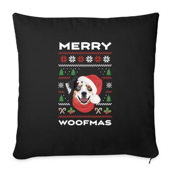 Australian Shepherd Merry Christmas - Sofa pillowcase 17,3'' x 17,3'' (45 x 45 cm) - black - Front