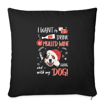 Berger australien Vin chaud Noël - Housse de coussin décorative 45 x 45 cm - noir - Devant