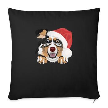 Australian Shepherd Merry Christmas - Sofa pillowcase 17,3'' x 17,3'' (45 x 45 cm) - black - Front