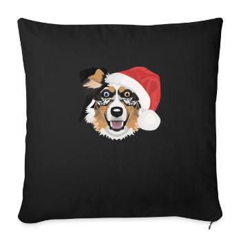 Australian Shepherd Merry Christmas - Sofa pillowcase 17,3'' x 17,3'' (45 x 45 cm) - black - Front