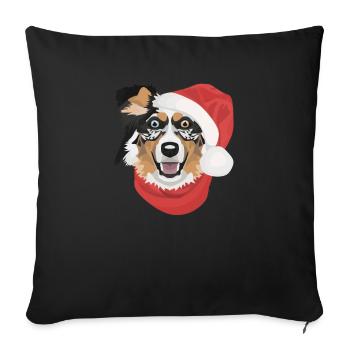 Australian Shepherd Merry Christmas - Sofa pillowcase 17,3'' x 17,3'' (45 x 45 cm) - black - Front