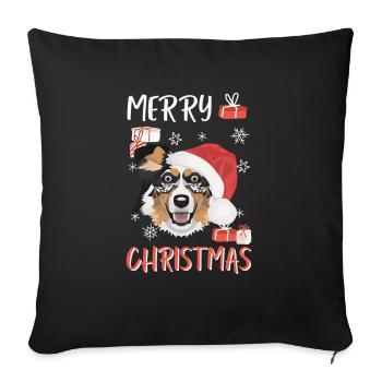 Australian Shepherd Merry Christmas - Sofa pillowcase 17,3'' x 17,3'' (45 x 45 cm) - black - Front