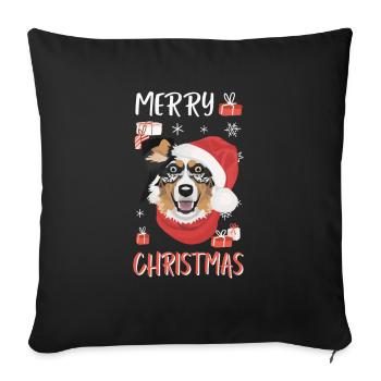 Australian Shepherd Merry Christmas - Sofa pillowcase 17,3'' x 17,3'' (45 x 45 cm) - black - Front
