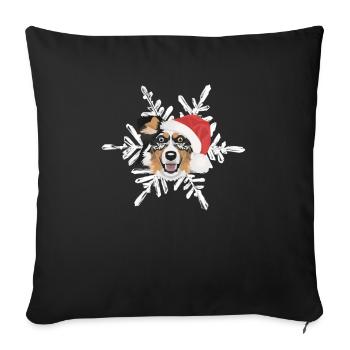Australian Shepherd Merry Christmas - Sofa pillowcase 17,3'' x 17,3'' (45 x 45 cm) - black - Front
