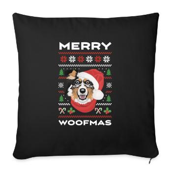 Australian Shepherd Merry Christmas - Sofa pillowcase 17,3'' x 17,3'' (45 x 45 cm) - black - Front