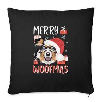 Australian Shepherd Merry Christmas - Sofa pillowcase 17,3'' x 17,3'' (45 x 45 cm) - black - Front