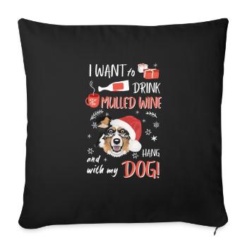 Berger australien Vin chaud Noël - Housse de coussin décorative 45 x 45 cm - noir - Devant