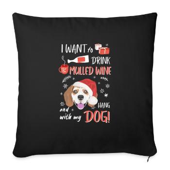 Beagle Vin chaud Noël - Housse de coussin décorative 45 x 45 cm - noir - Devant