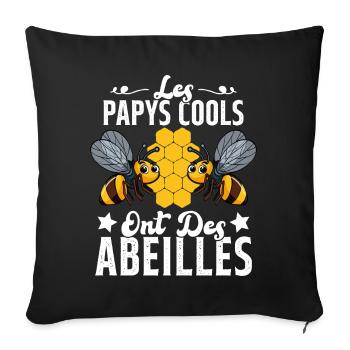 Les Papys Cools Ont Des Abeilles Cadeau Apiculteur - Housse de coussin décorative 45 x 45 cm - noir - Devant