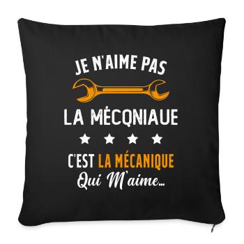 C'est la Mécanique Qui M'aime Cadeau Humour - Housse de coussin décorative 45 x 45 cm - noir - Devant