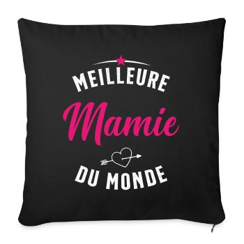 Meilleure Mamie Du Monde Humour Cadeau - Housse de coussin décorative 45 x 45 cm - noir - Devant