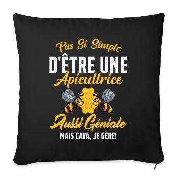 Si Simple D'être Une Apicultrice Géniale Citation - Housse de coussin décorative 45 x 45 cm - noir - Devant