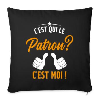 Humour Homme C'est qui le Patron Cadeau - Housse de coussin décorative 45 x 45 cm - noir - Devant