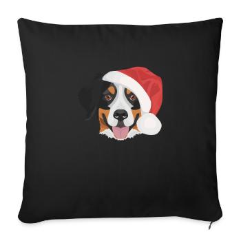 Bouvier Bernois Joyeux Noël - Housse de coussin décorative 45 x 45 cm - noir - Devant
