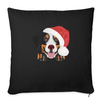 Bouvier Bernois Joyeux Noël - Housse de coussin décorative 45 x 45 cm - noir - Devant