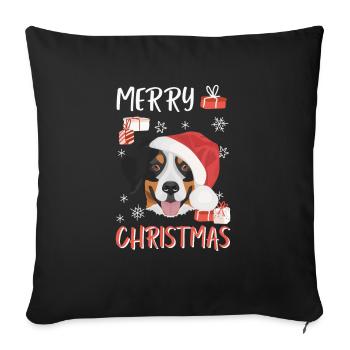 Bouvier Bernois Joyeux Noël - Housse de coussin décorative 45 x 45 cm - noir - Devant