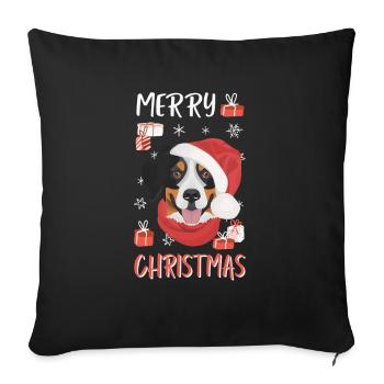 Bouvier Bernois Joyeux Noël - Housse de coussin décorative 45 x 45 cm - noir - Devant