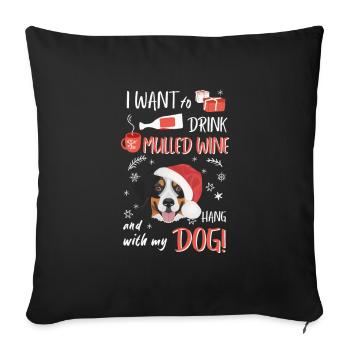 Bouvier Bernois vin chaud Noël - Housse de coussin décorative 45 x 45 cm - noir - Devant