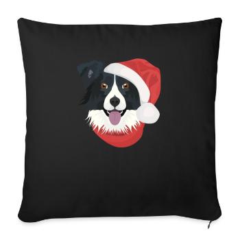 Border Collie Merry Christmas - Sofa pillowcase 17,3'' x 17,3'' (45 x 45 cm) - black - Front