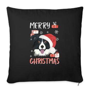 Border Collie Merry Christmas - Sofa pillowcase 17,3'' x 17,3'' (45 x 45 cm) - black - Front