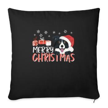 Border Collie Merry Christmas - Sofa pillowcase 17,3'' x 17,3'' (45 x 45 cm) - black - Front